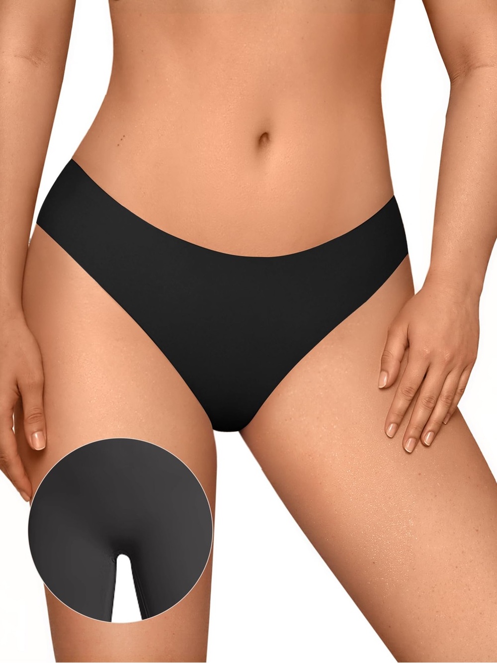 OEAK Seamless Thong Panty Underwear Women’s Size S Black No Show Panty Liner